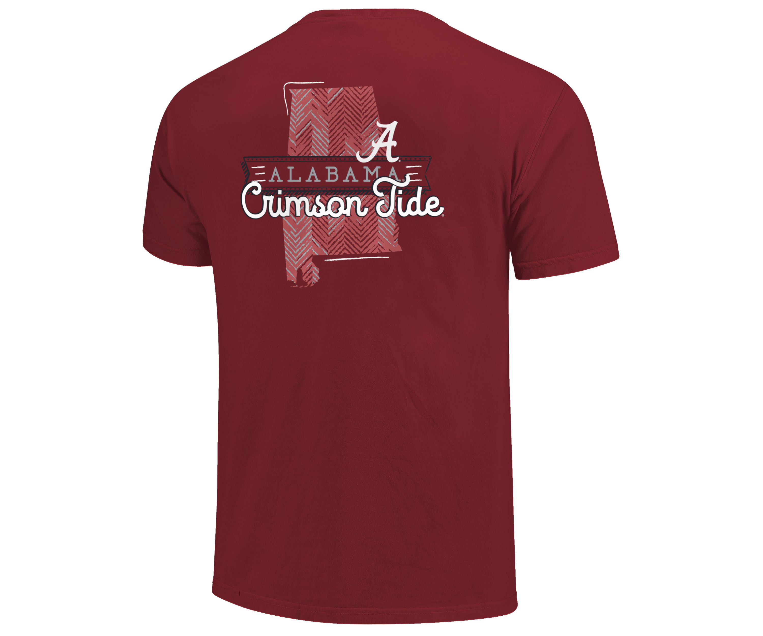 Image One Alabama Crimson Tide Sketch Banner Pattern State Short Sleeve T-Shirt