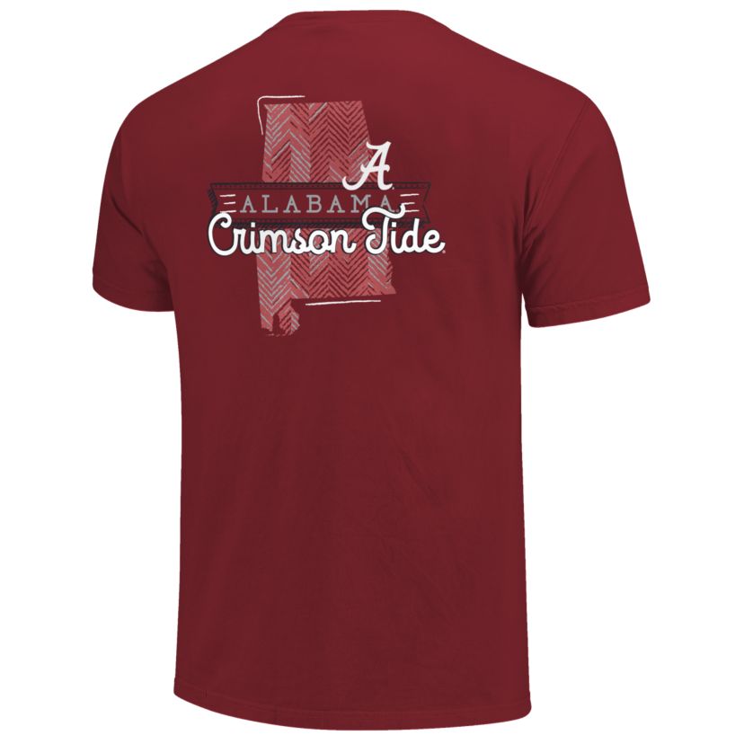Image One Alabama Crimson Tide Sketch Banner Pattern State Short Sleeve T-Shirt
