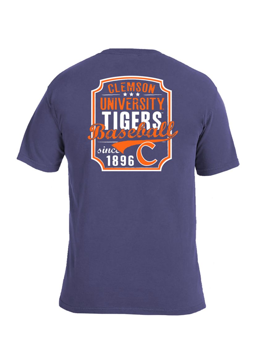 NCAA Clemson Tigers Comfort Color Pocket T-Shirt - Baseball Frame
