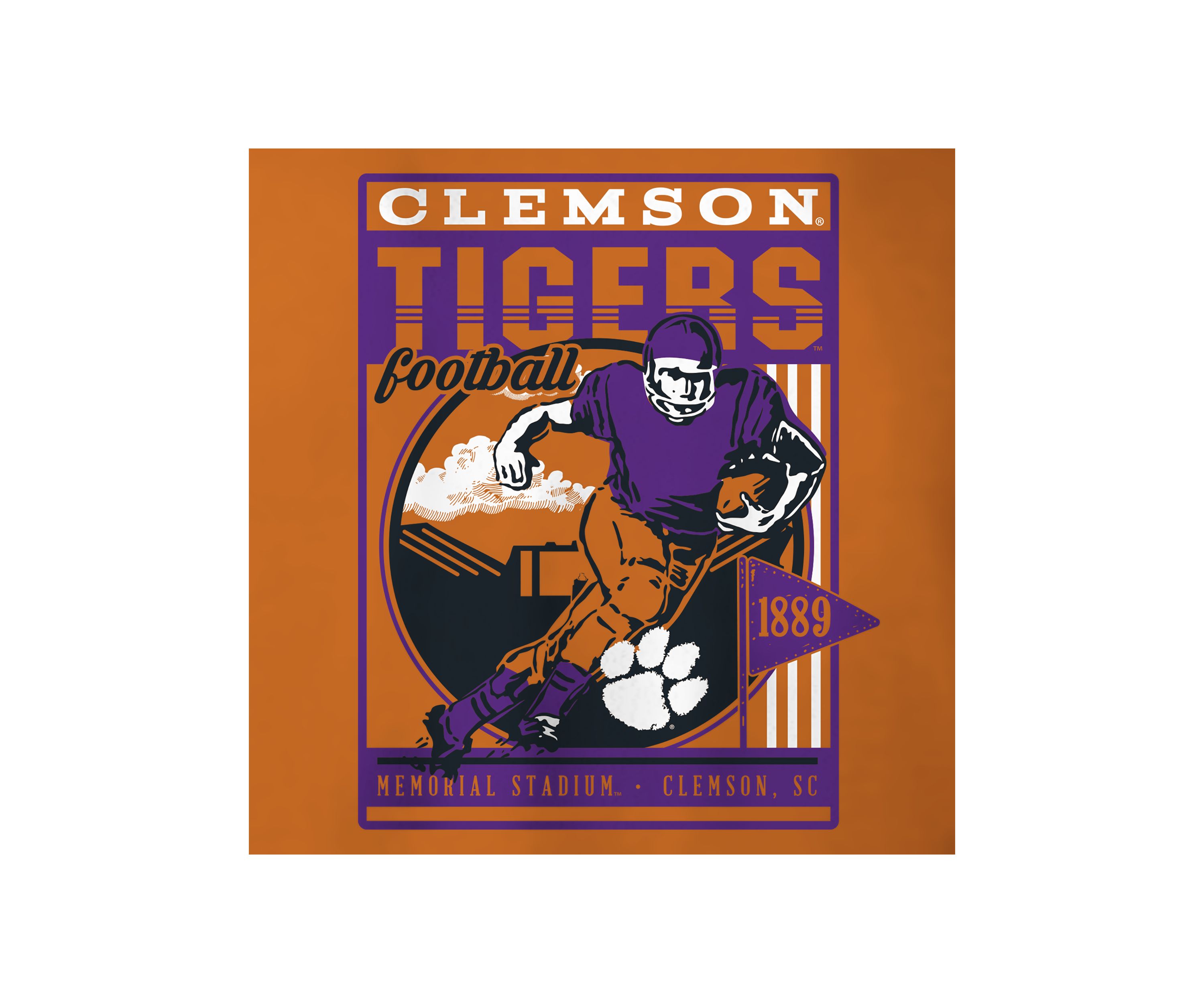 NCAA Clemson Tigers Retro Poster and Stadium T-Shirt