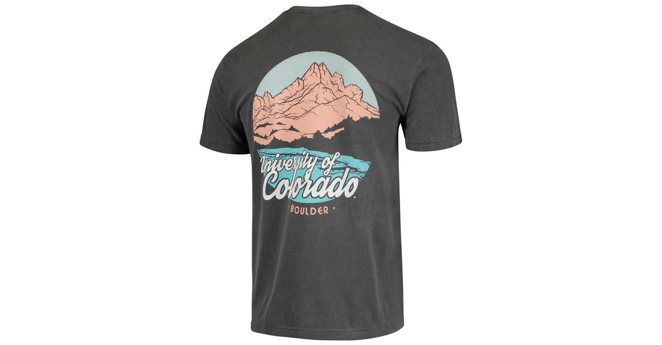 NCAA Colorado Buffaloes Image One COLORFUL MOUNTAINS SCRIPT Short Sleeve T-Shirt