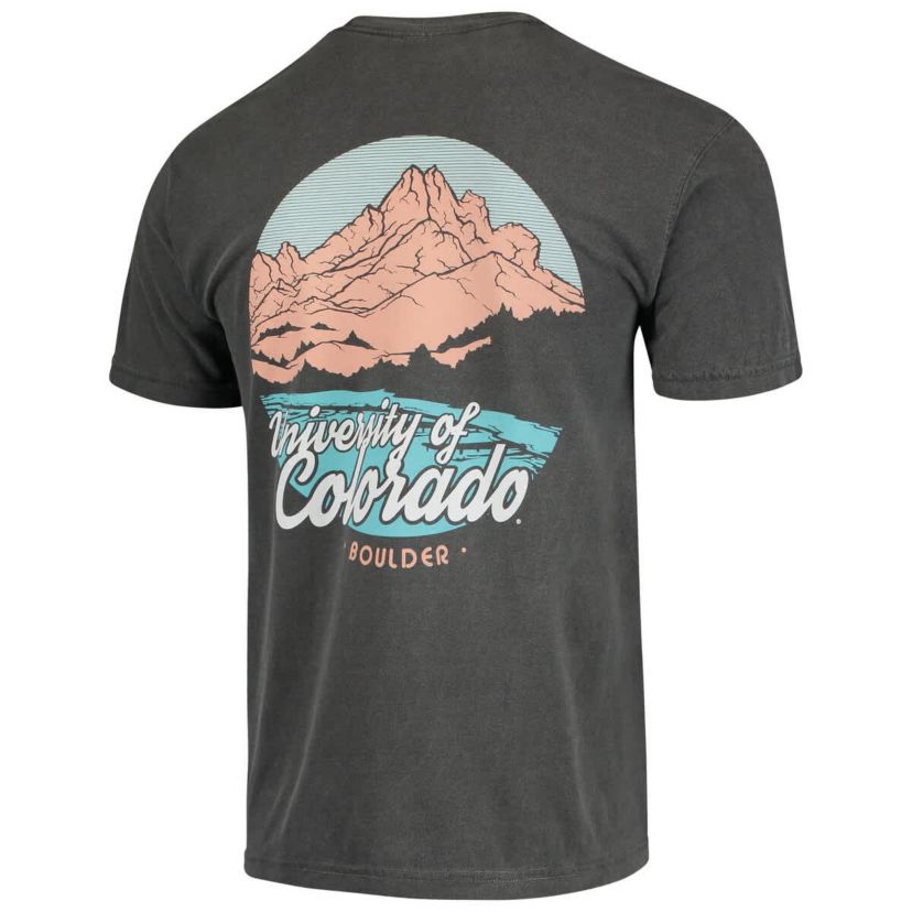 NCAA Colorado Buffaloes Image One COLORFUL MOUNTAINS SCRIPT Short Sleeve T-Shirt