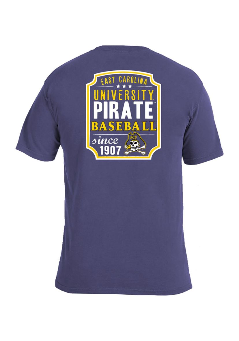 NCAA East Carolina Pirates Comfort Color Pocket T-Shirt - Baseball Frame