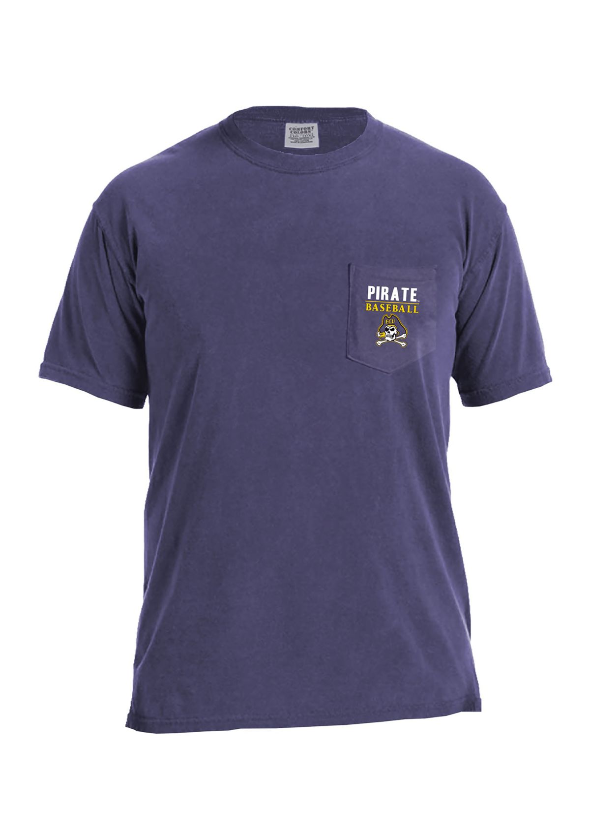NCAA East Carolina Pirates Comfort Color Pocket T-Shirt - Baseball Frame