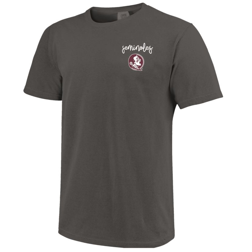Image One Florida State Seminoles Circle Pattern With State Script Short Sleeve T-Shirt