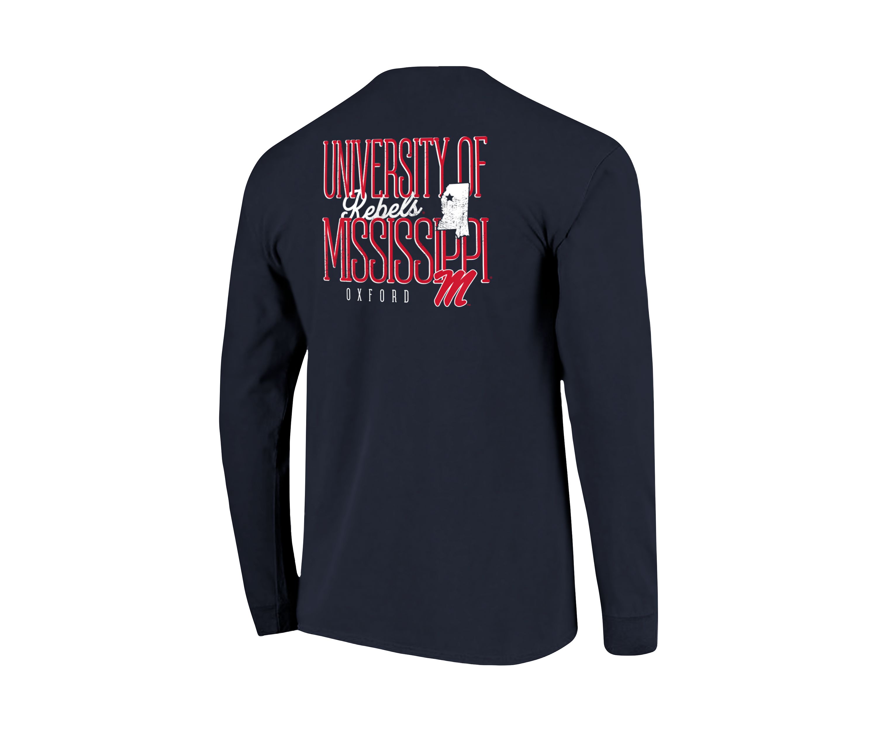 NCAA Ole Miss Rebels Tall Type State Long Sleeve T-Shirt