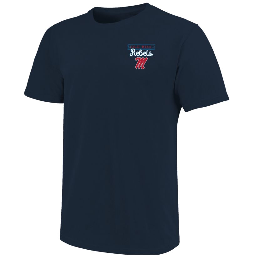 Image One Ole Miss Rebels Sketch Banner Pattern State Short Sleeve T-Shirt