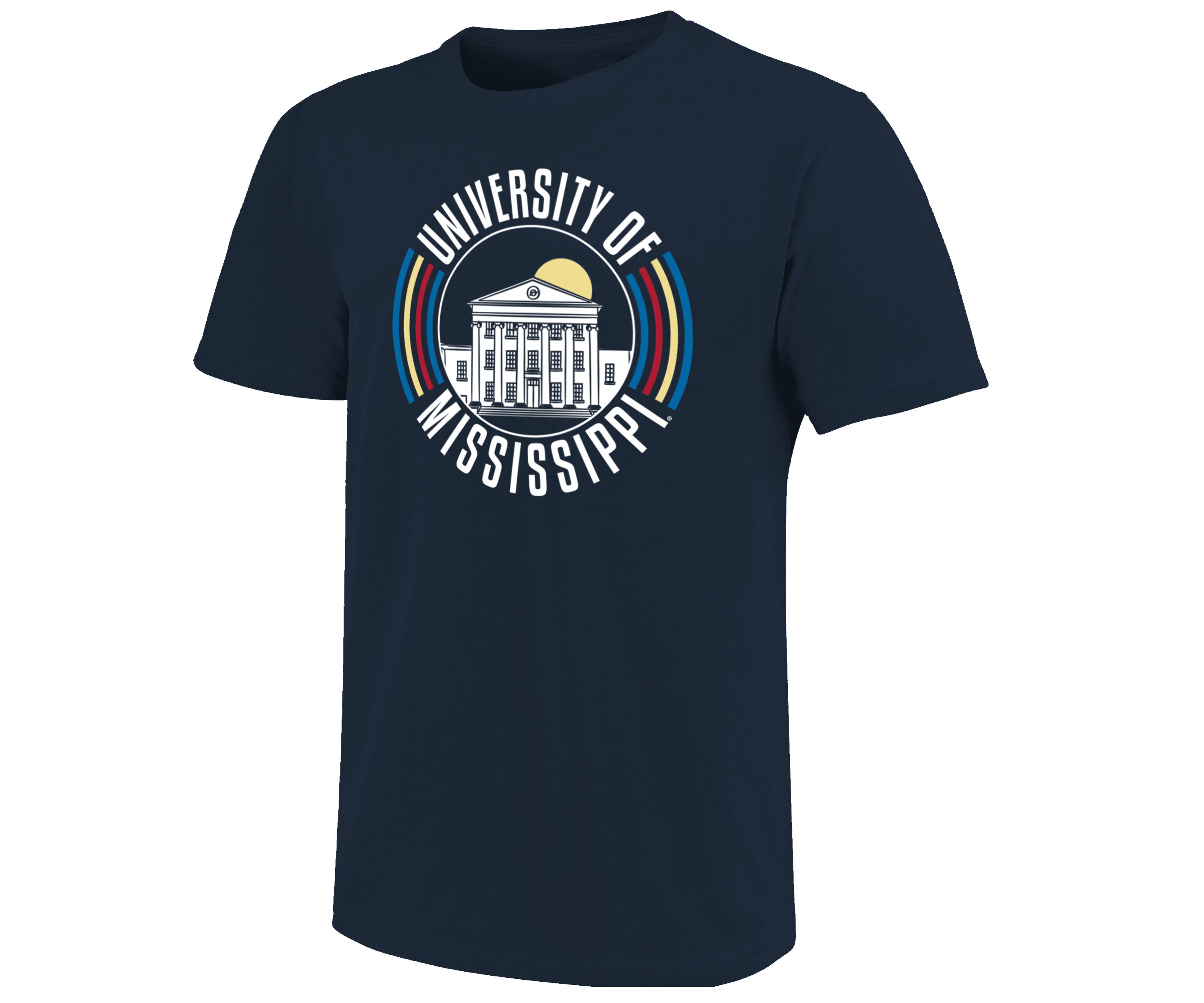 Image One Ole Miss Rebels Color Circles Building Short Sleeve T-Shirt