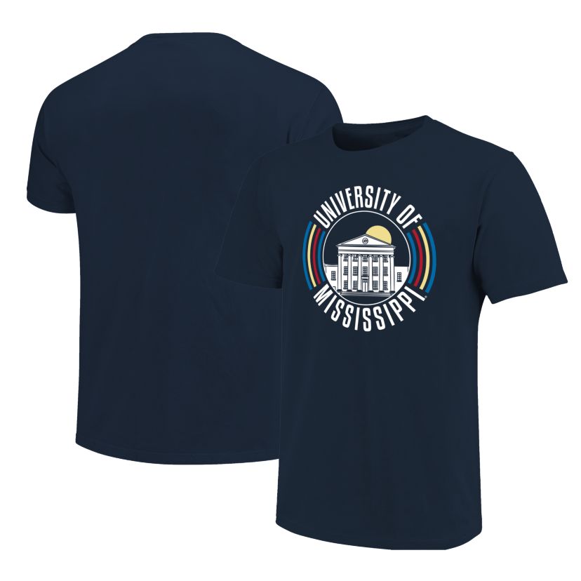 Image One Ole Miss Rebels Color Circles Building Short Sleeve T-Shirt