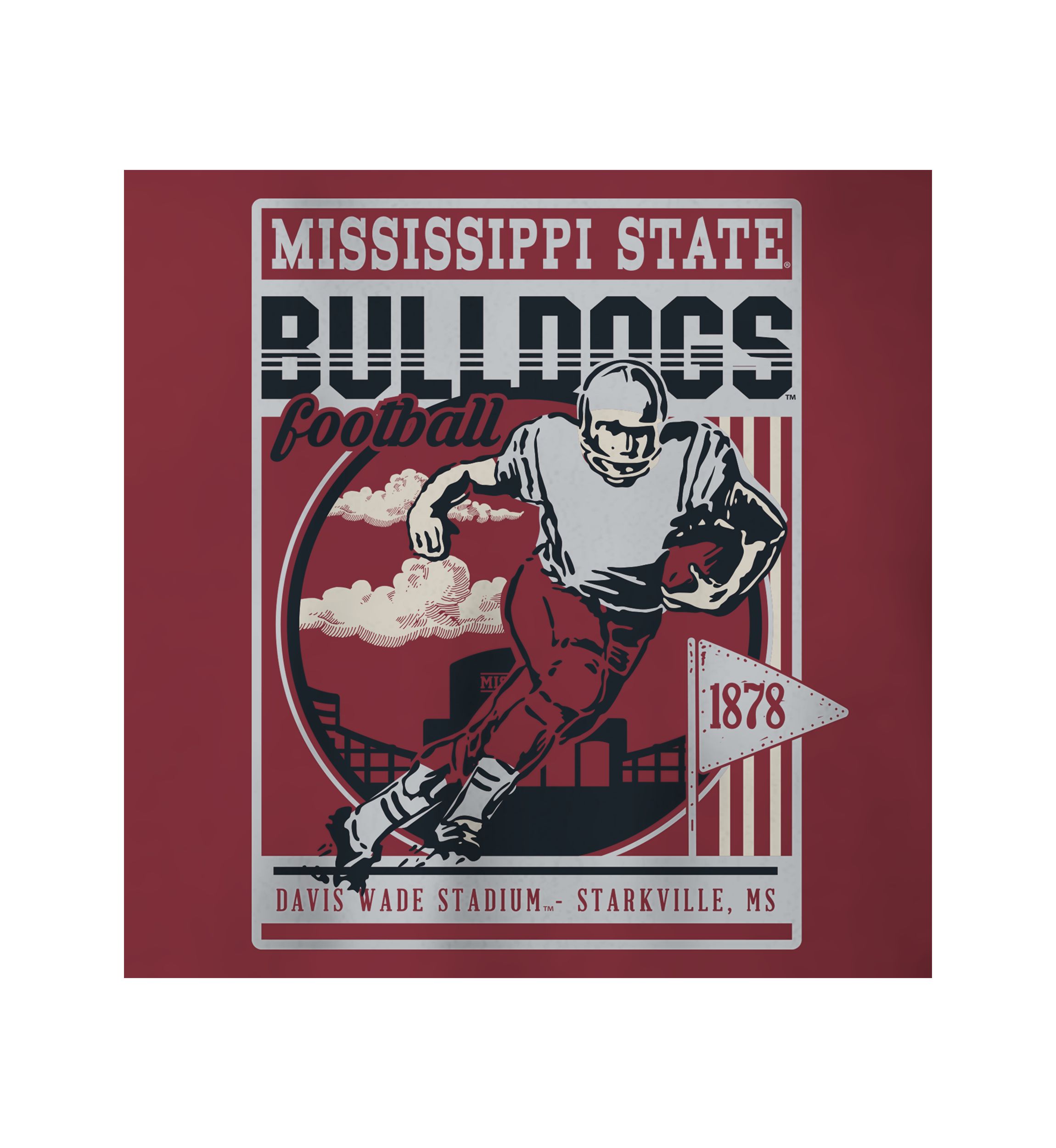 NCAA Mississippi State Bulldogs Retro Poster and Stadium Graphic T-Shirt