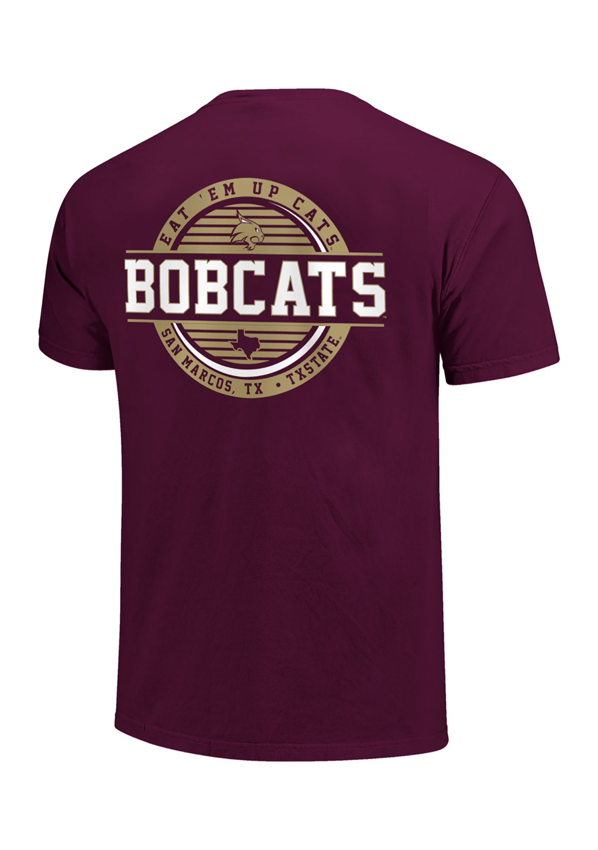 NCAA Texas State Bobcats Striped Stamp Comfort Color T-Shirt 