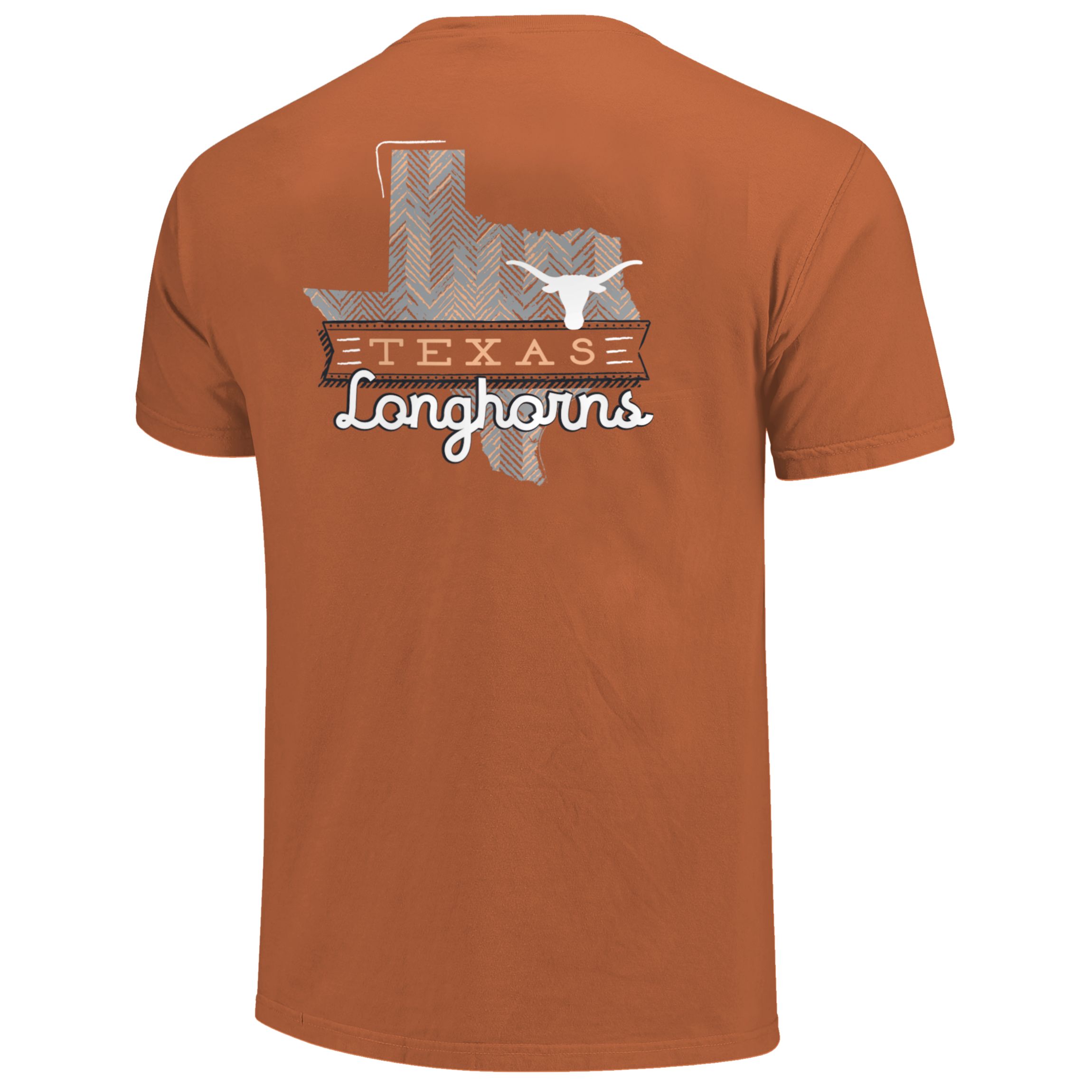 Image One Texas Longhorns Sketch Banner Pattern State Short Sleeve T-Shirt