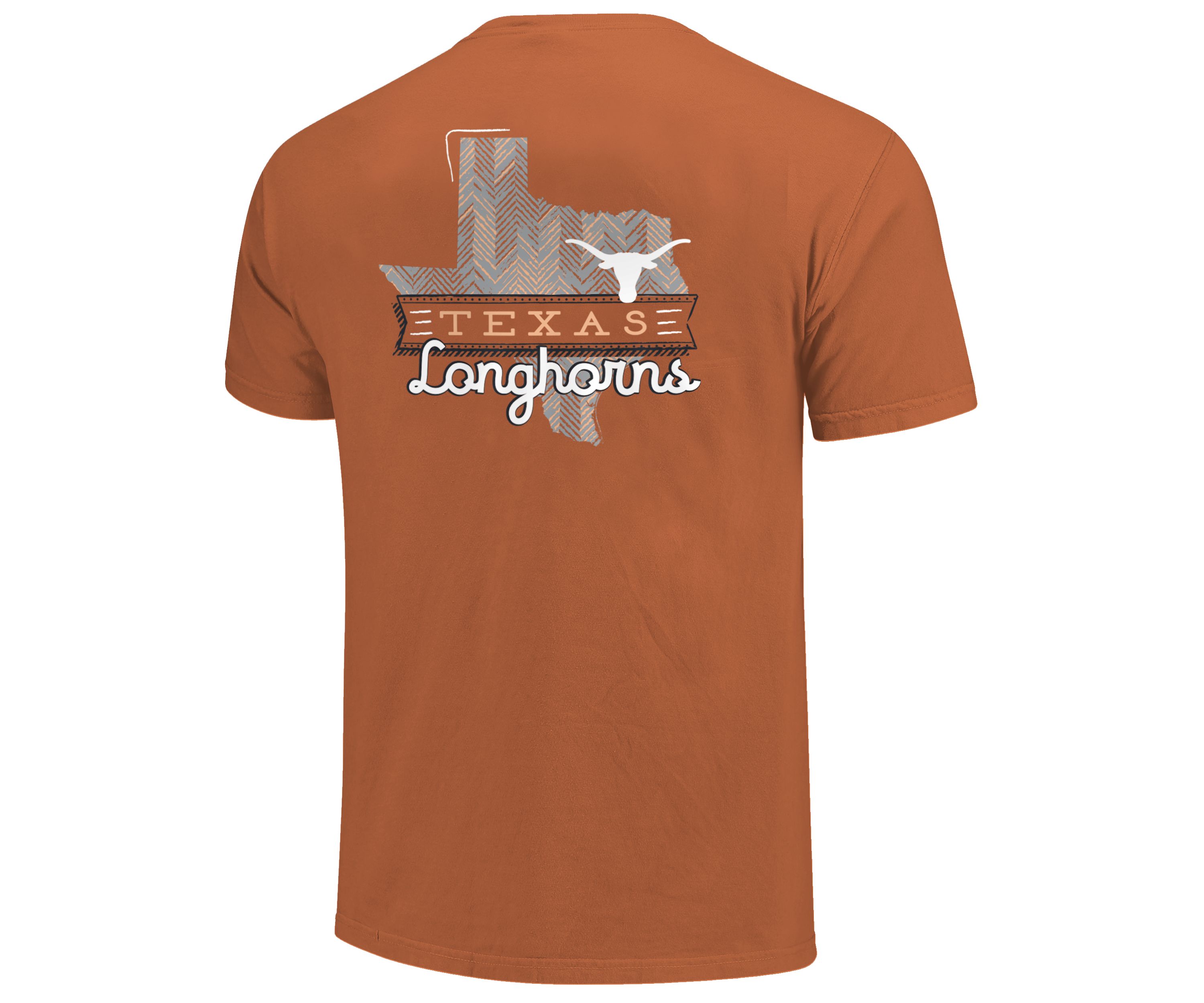 Image One Texas Longhorns Sketch Banner Pattern State Short Sleeve T-Shirt