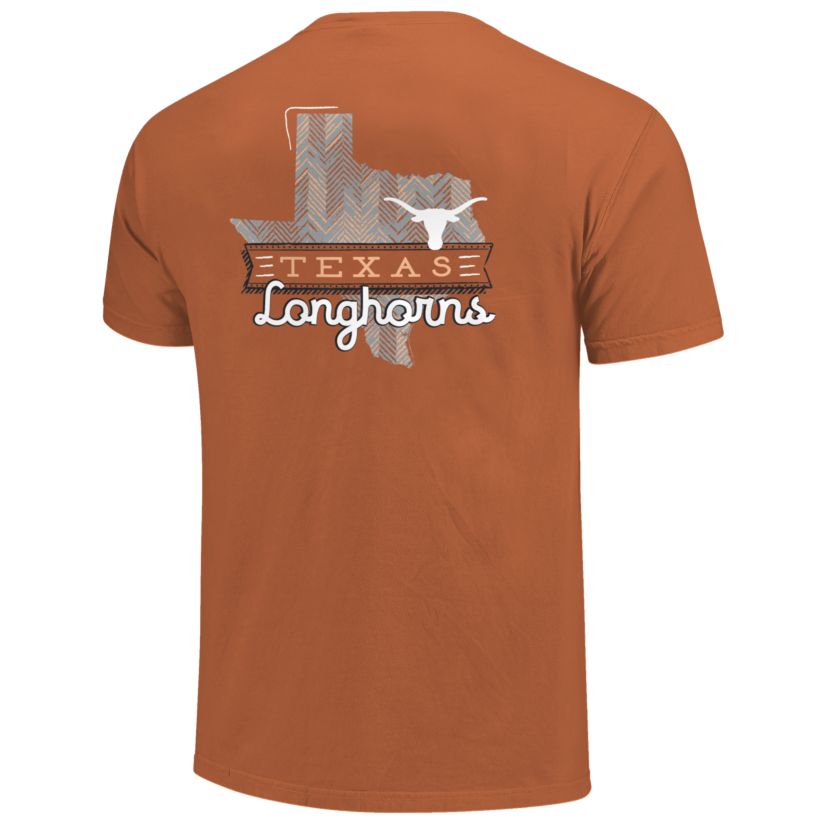 Image One Texas Longhorns Sketch Banner Pattern State Short Sleeve T-Shirt