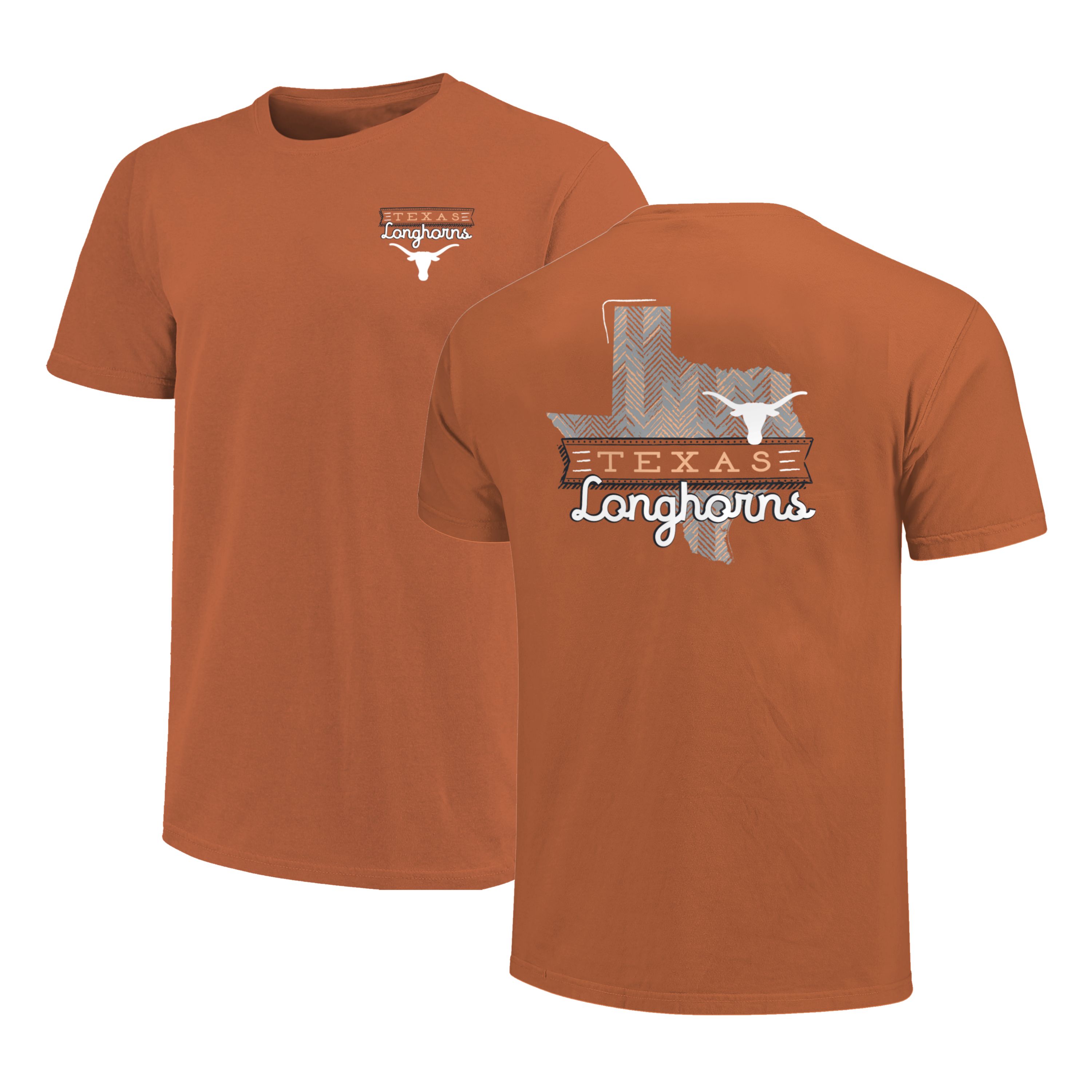 Image One Texas Longhorns Sketch Banner Pattern State Short Sleeve T-Shirt