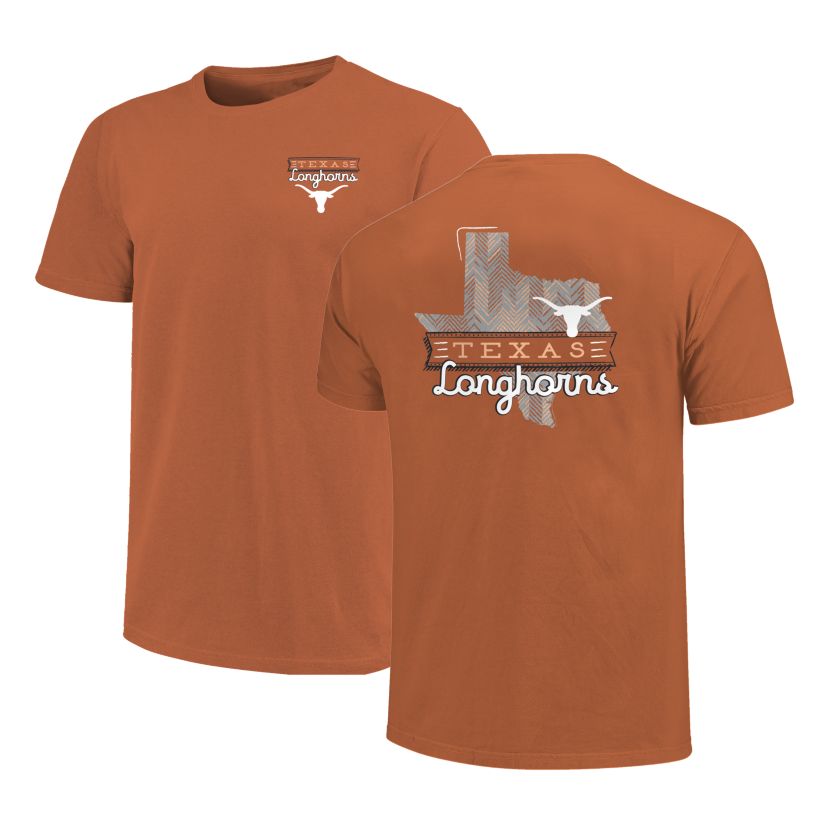 Image One Texas Longhorns Sketch Banner Pattern State Short Sleeve T-Shirt