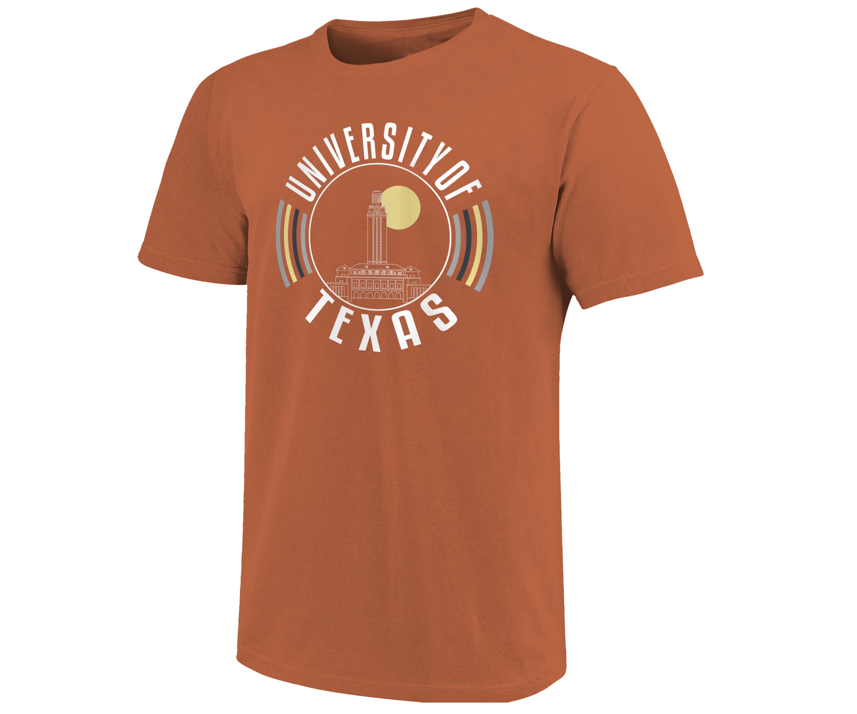 Image One Texas Longhorns Color Circles Building Short Sleeve T-Shirt