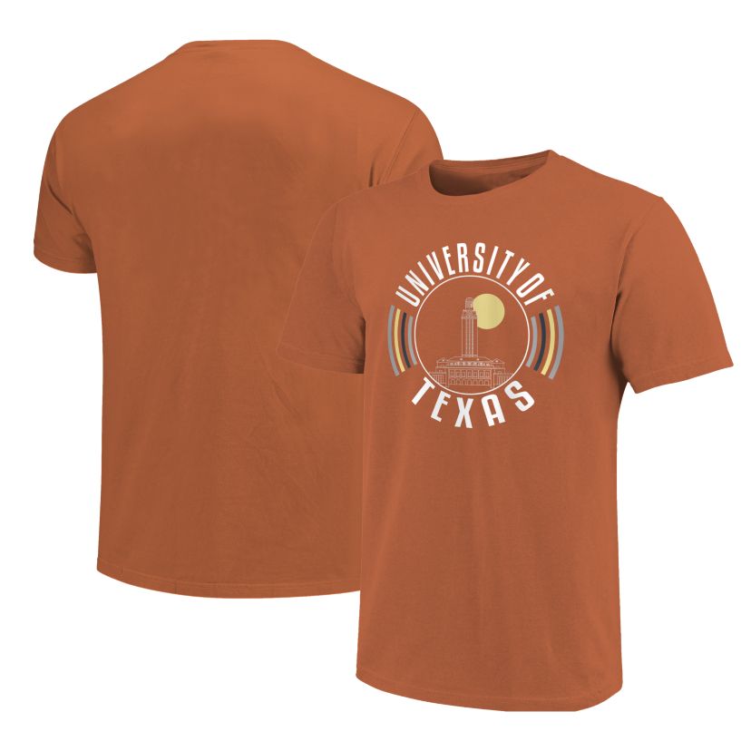 Image One Texas Longhorns Color Circles Building Short Sleeve T-Shirt