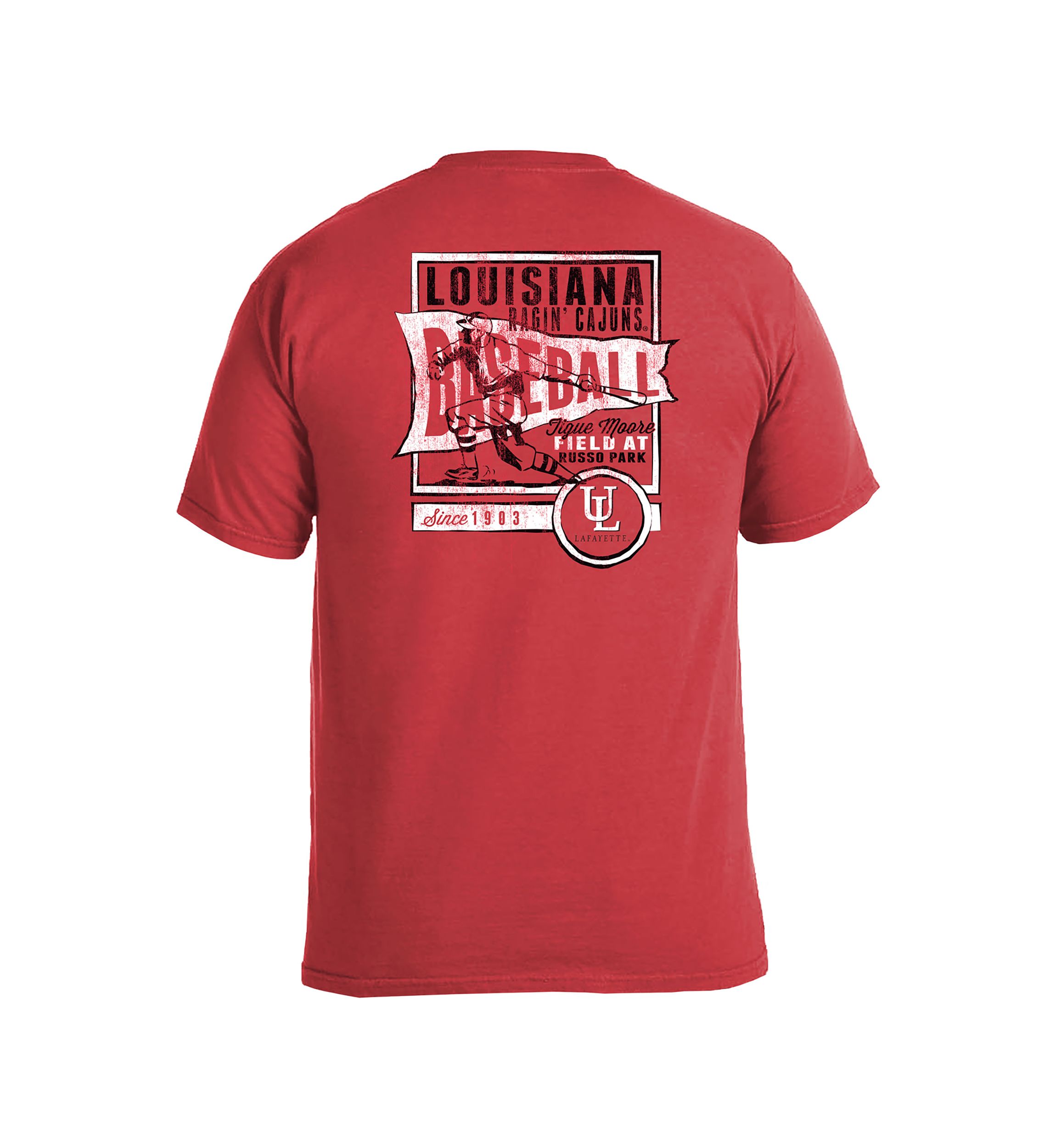 NCAA Louisiana Ragin Cajuns Comfort Color T-Shirt - Vintage Baseball Flag 