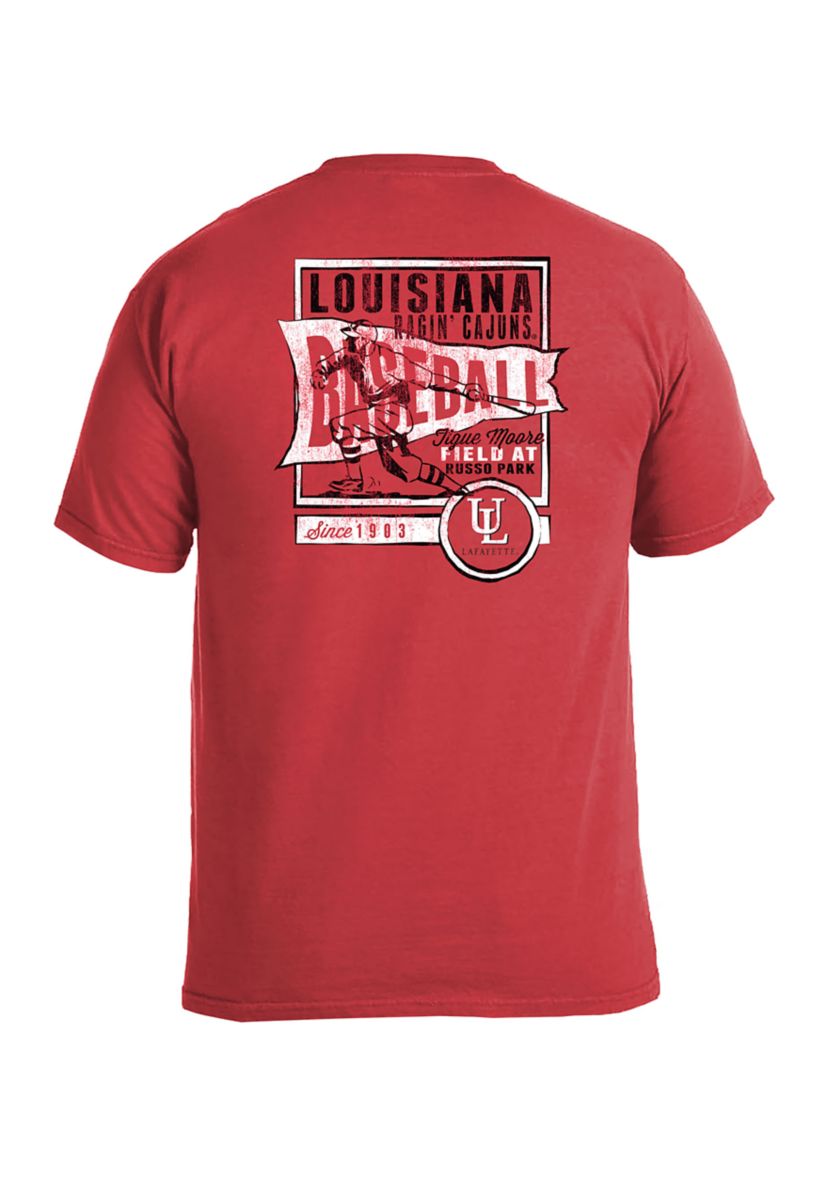 NCAA Louisiana Ragin Cajuns Comfort Color T-Shirt - Vintage Baseball Flag 