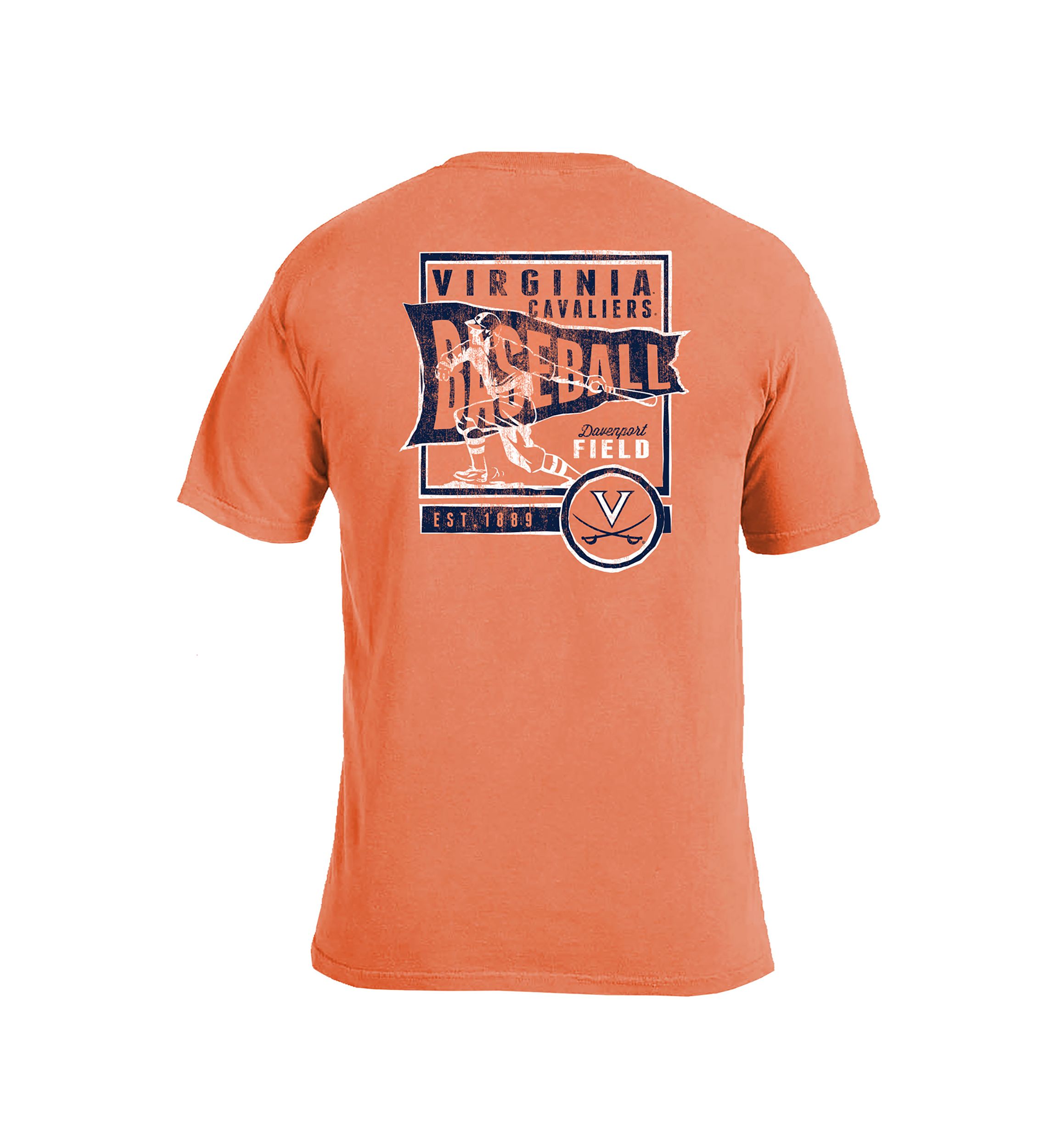 NCAA Virginia Cavaliers Comfort Color T-Shirt - Vintage Baseball Flag 