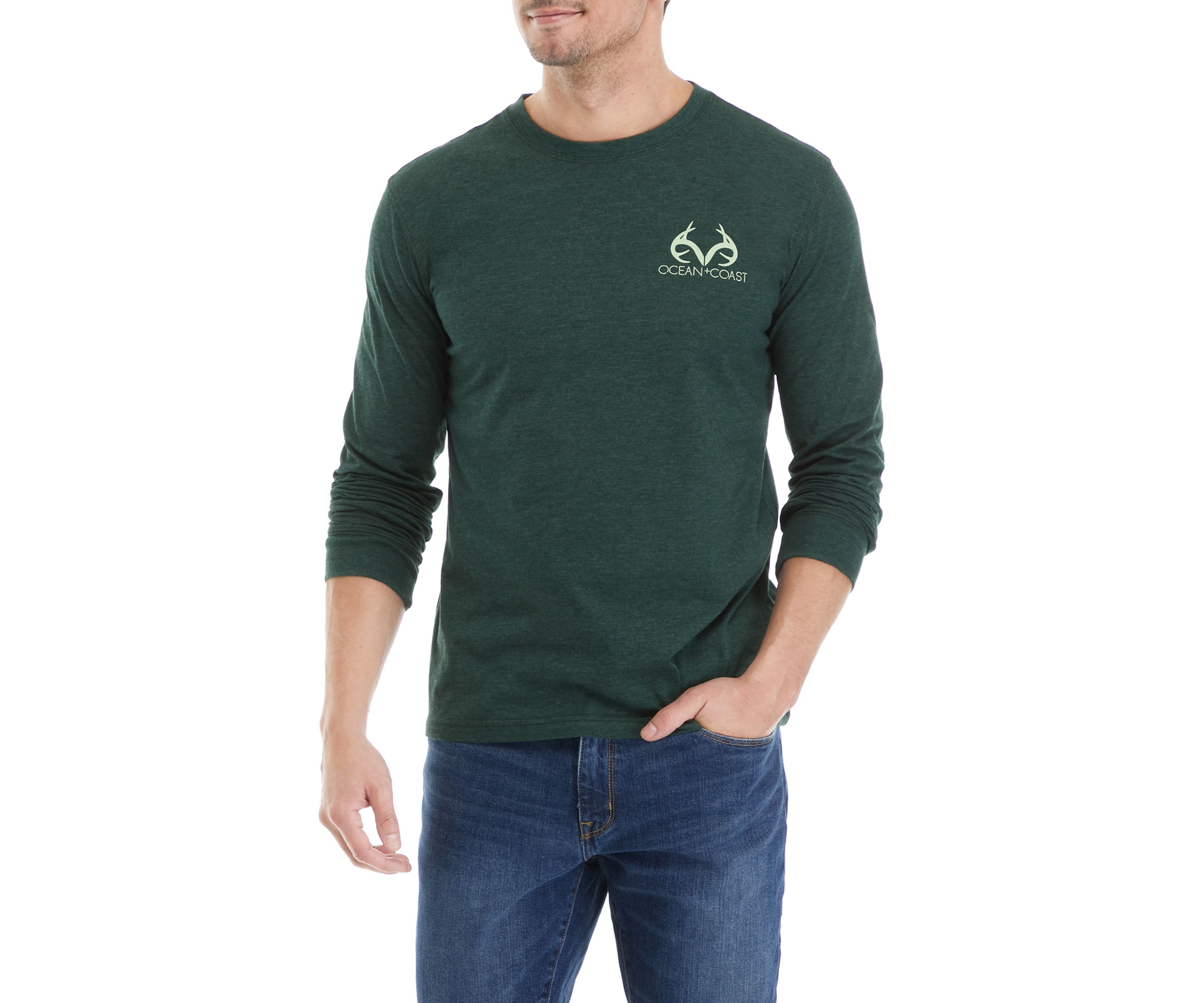 X RealTree Long Sleeve Crew Neck Graphic T-Shirt