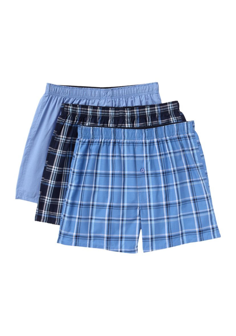 Mens 3 Pack Woven Boxers