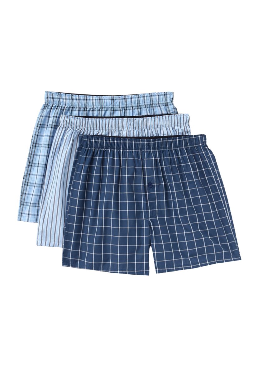 Mens 3 Pack Woven Boxers