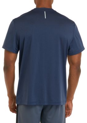 Zelos Mens T-Shirt Athletic Large Gray Striped Short Sleeve L