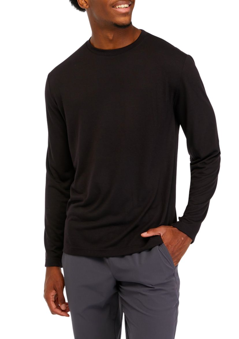 Brushed Long Sleeve Solid Crew Neck T-Shirt