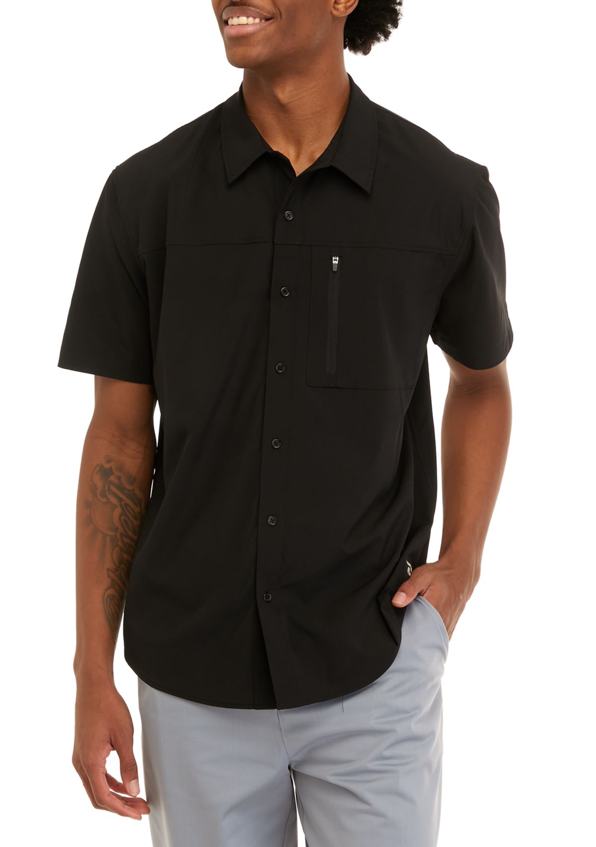 Short Sleeve Woven Hybrid Shirt