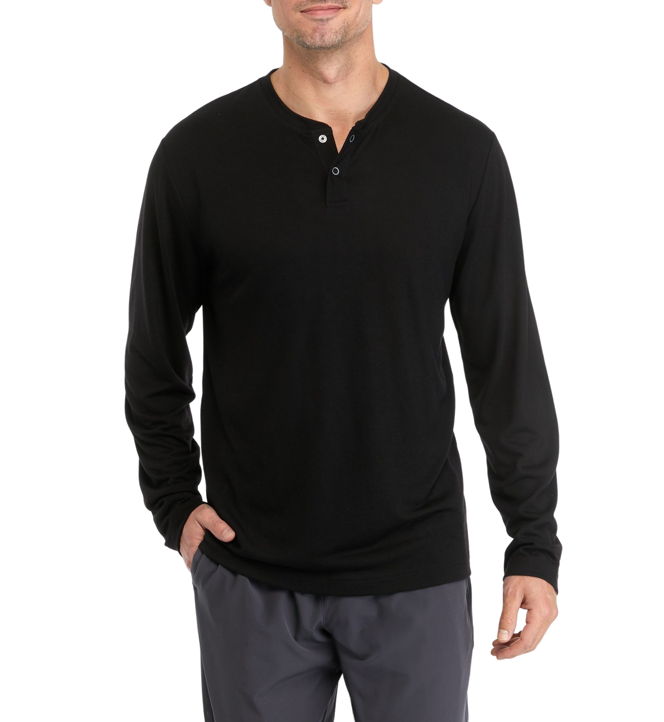 Long Sleeve Brushed Henley Pullover