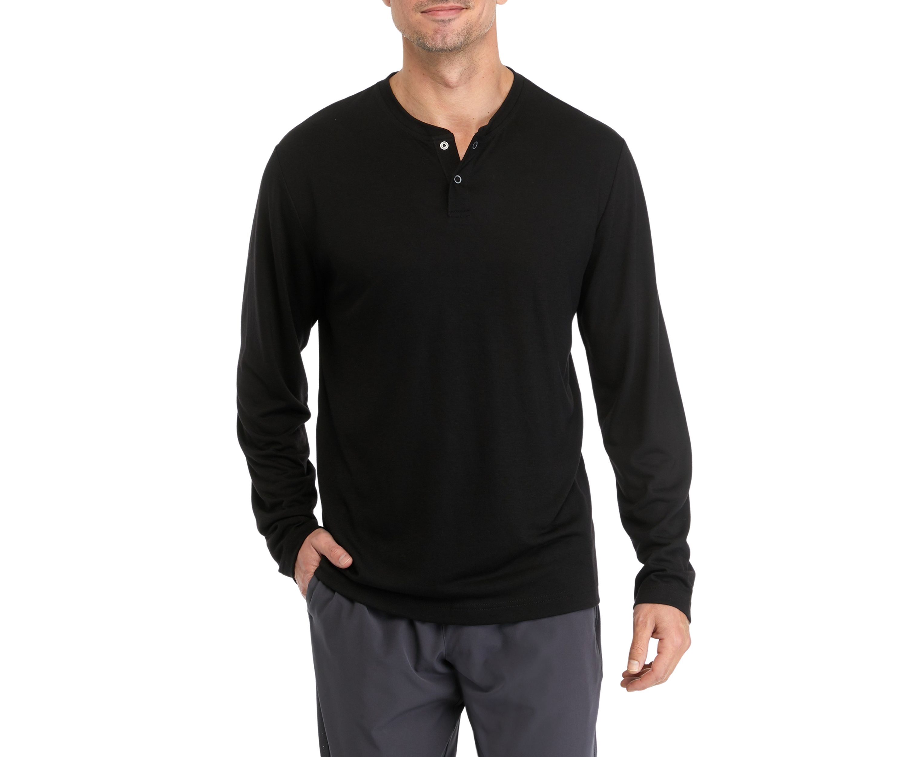 Long Sleeve Brushed Henley Pullover