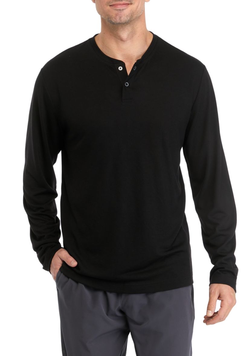 Long Sleeve Brushed Henley Pullover