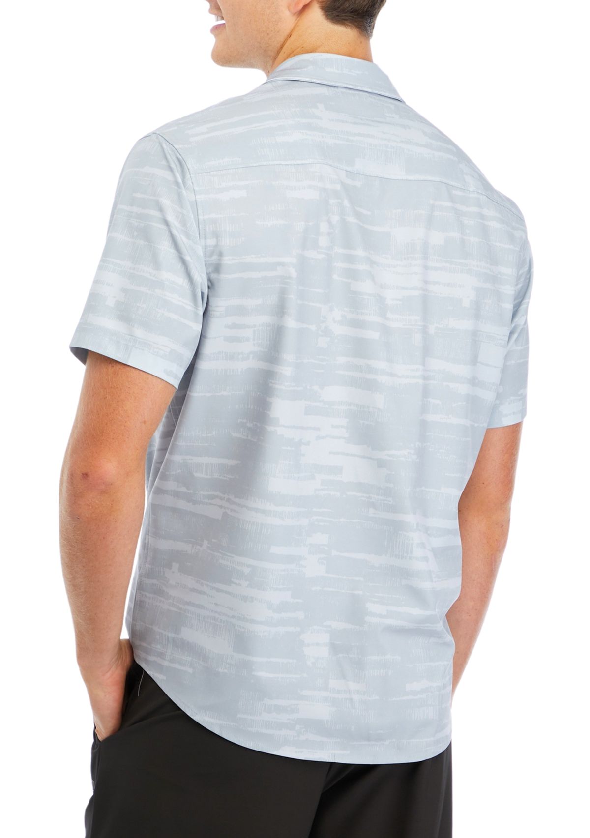 Short Sleeve Printed Woven Hybrid Shirt