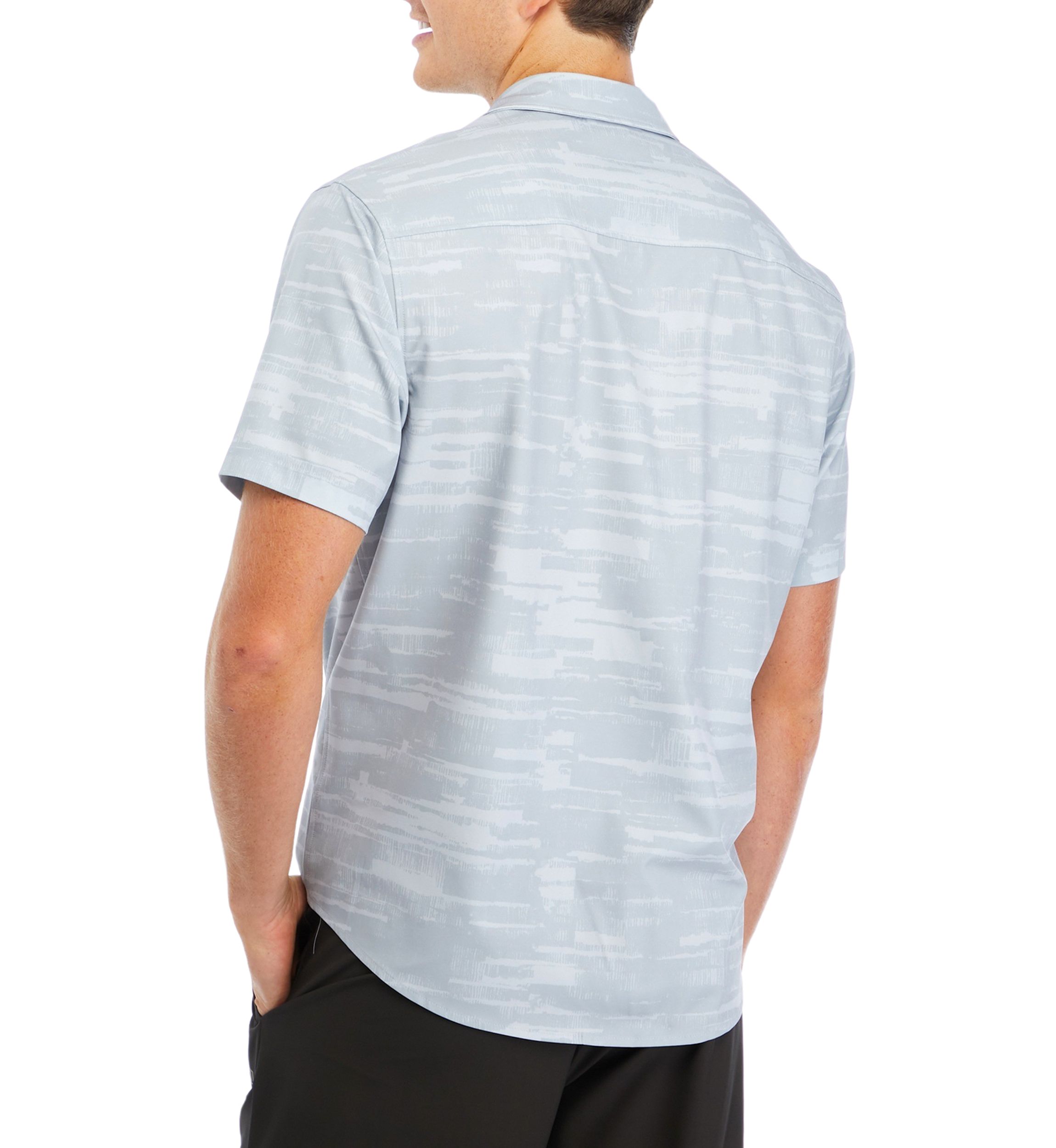 Short Sleeve Printed Woven Hybrid Shirt