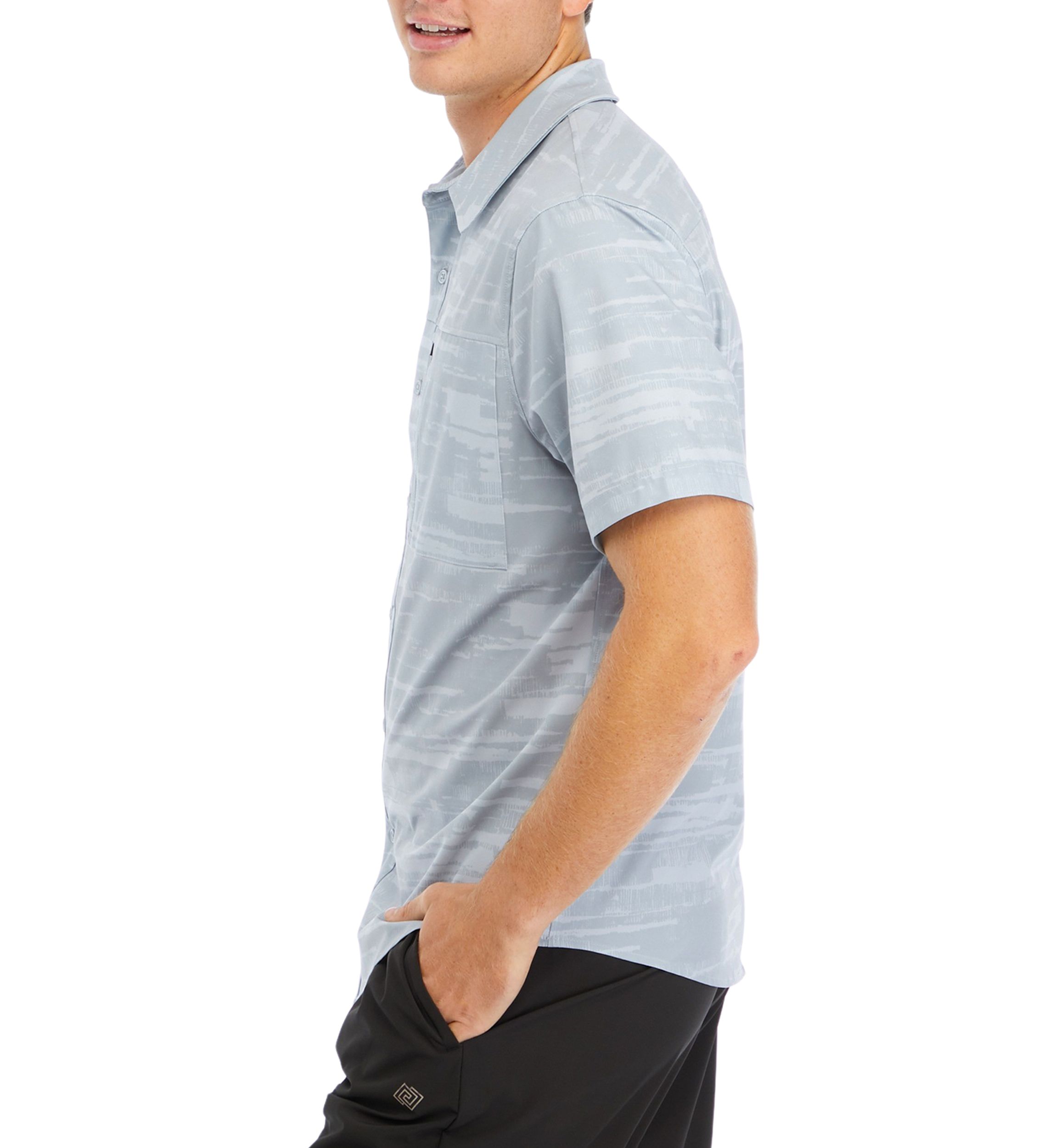 Short Sleeve Printed Woven Hybrid Shirt