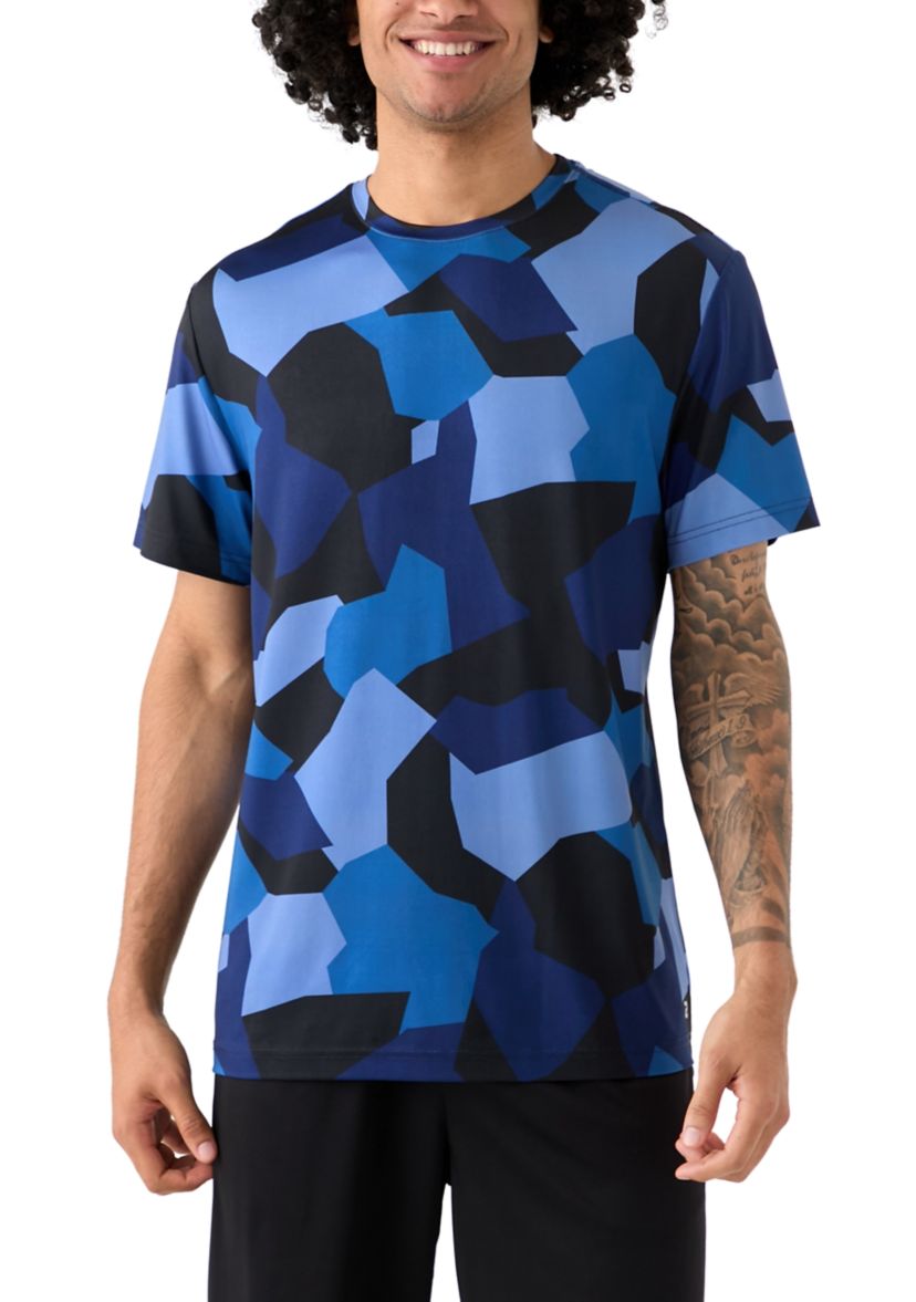 Mens Geometric Camo Short Sleeve Performance T-Shirt
