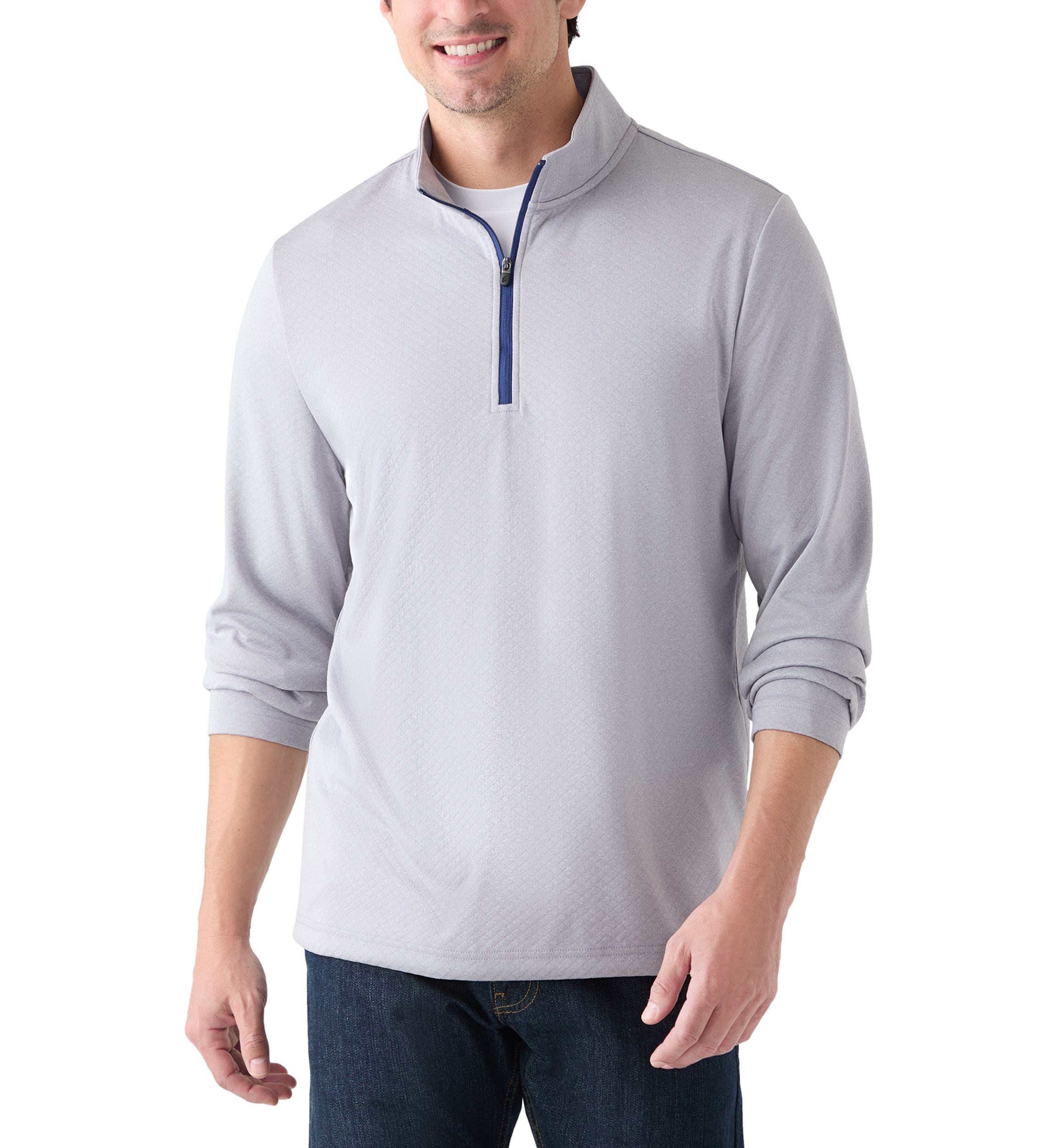 Quilted Knit Quarter Zip Pullover