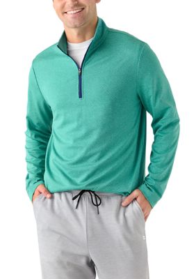 ZELOS Men's Quilted Knit Quarter Zip Pullover, Large