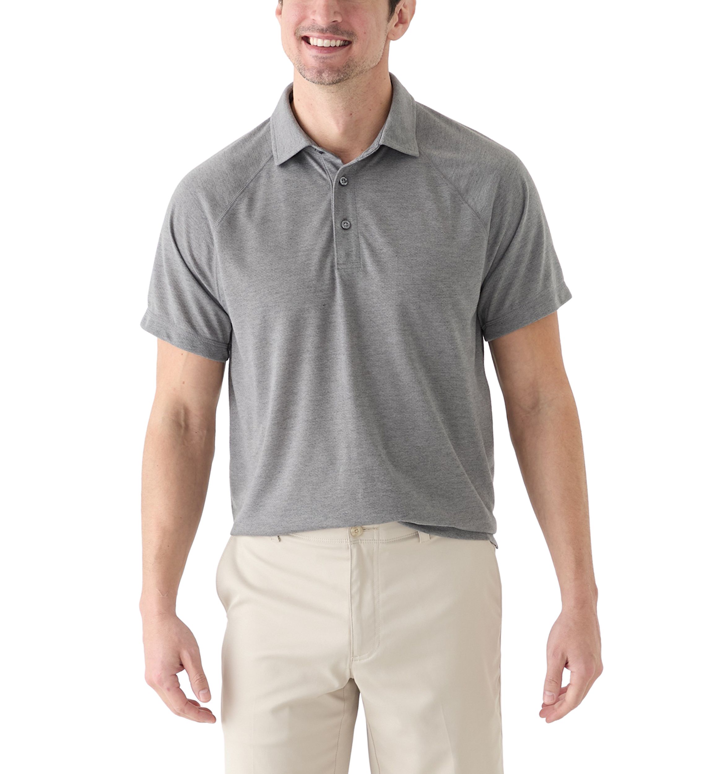 Mens Textured Raglan Polo Shirt 