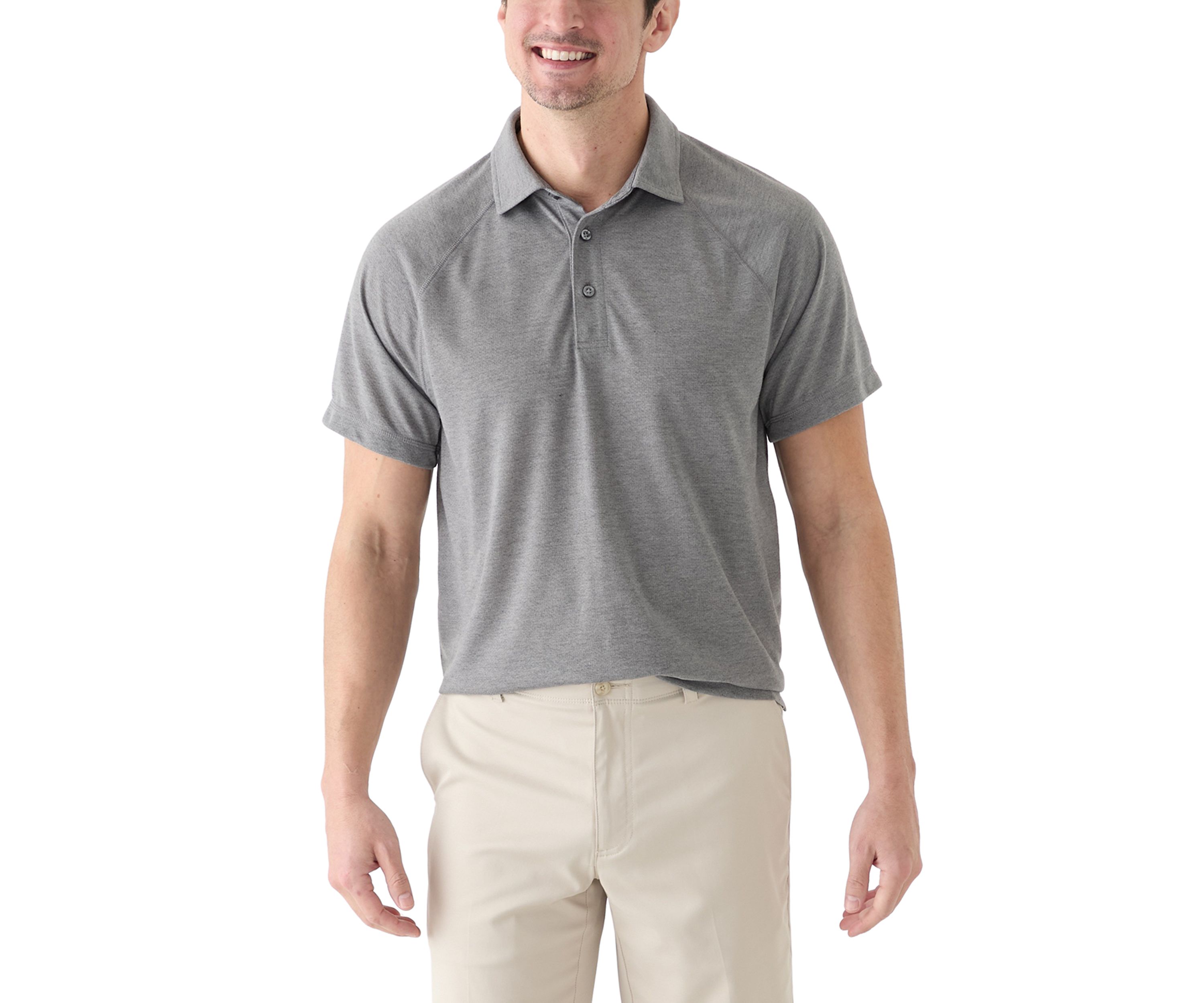 Mens Textured Raglan Polo Shirt 