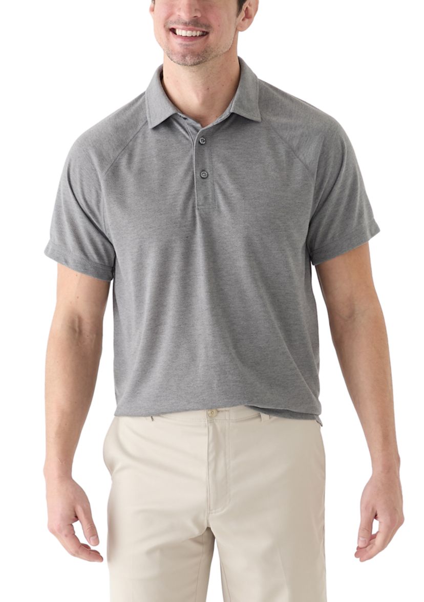Mens Textured Raglan Polo Shirt 
