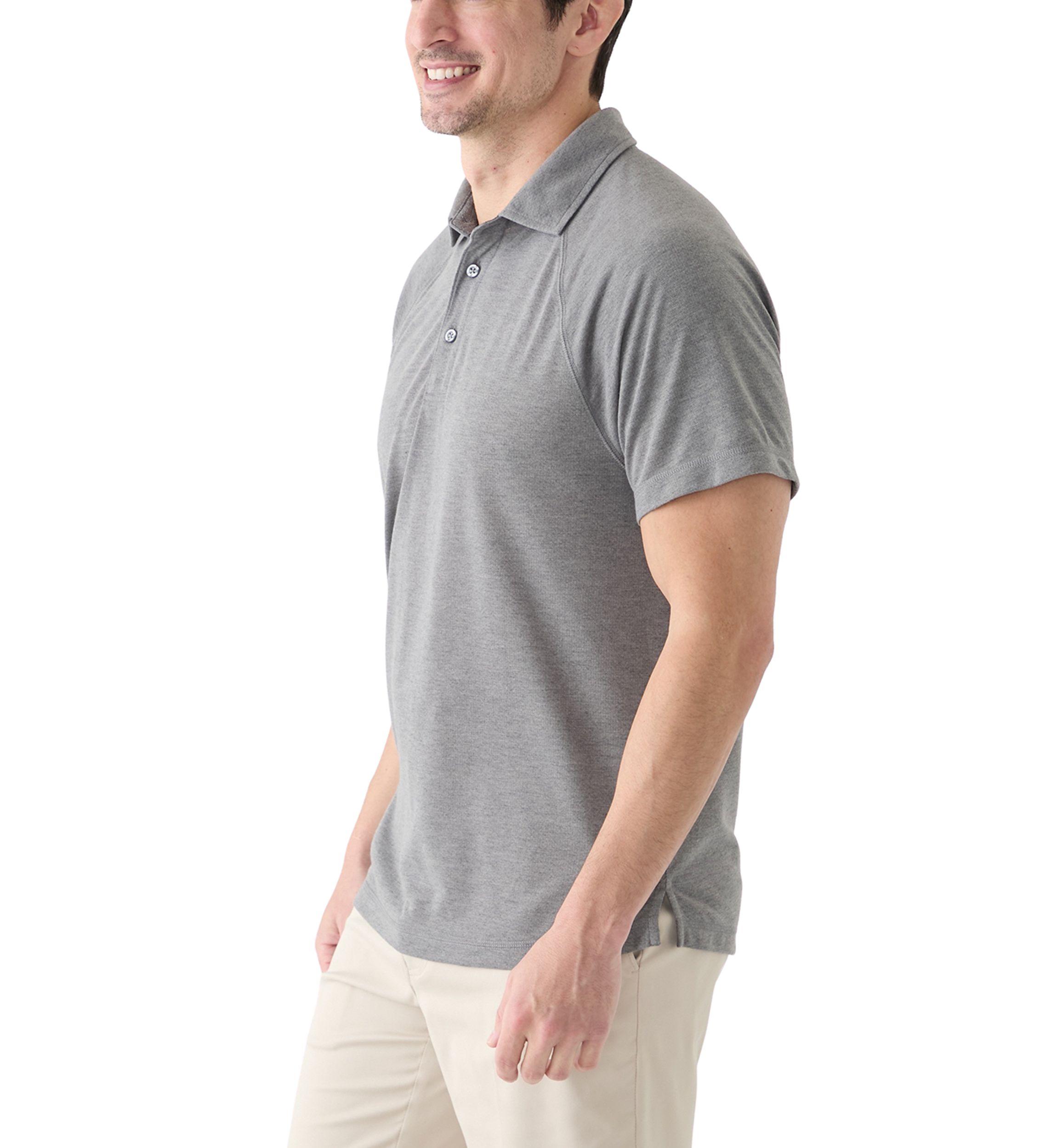 Mens Textured Raglan Polo Shirt 