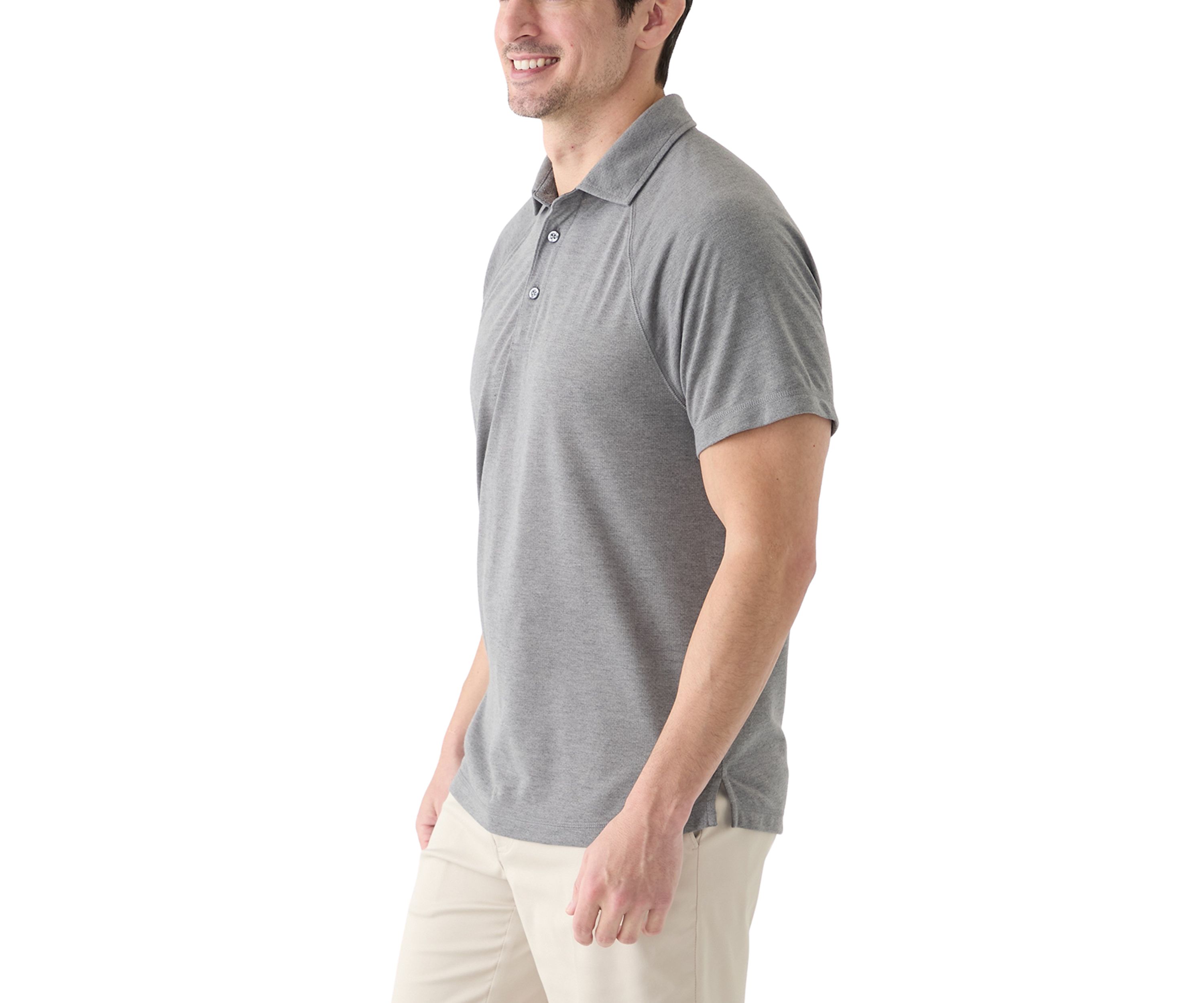 Mens Textured Raglan Polo Shirt 