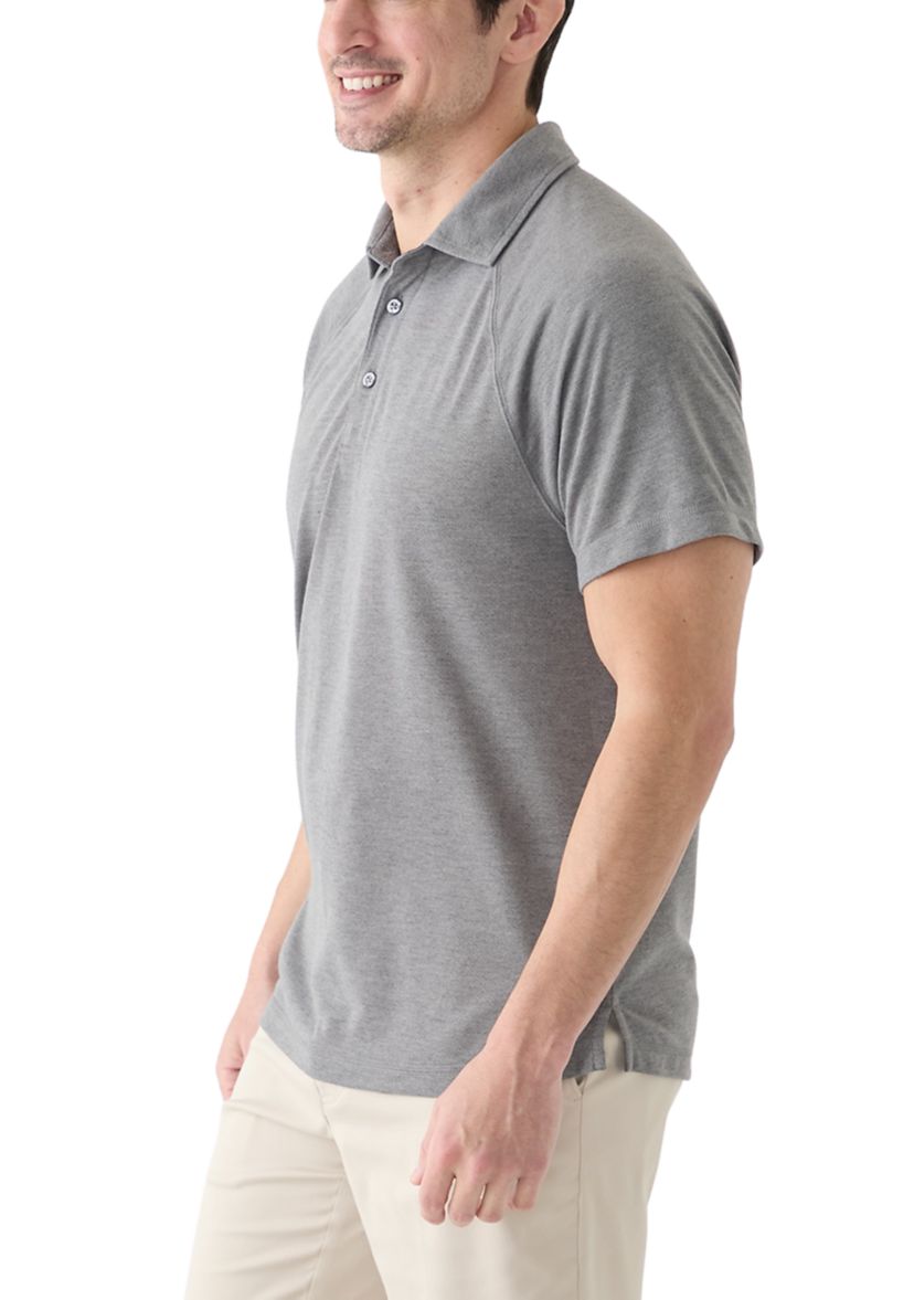 Mens Textured Raglan Polo Shirt 