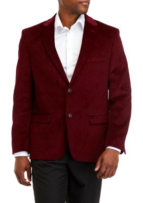 Burgundy Solid Corduroy Sport Coat