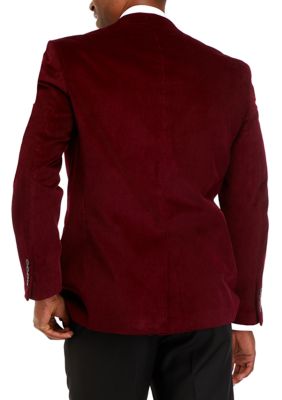 Burgundy Solid Corduroy Sport Coat