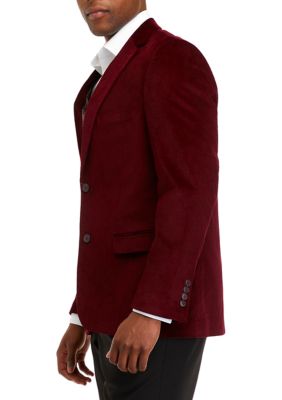 Burgundy Solid Corduroy Sport Coat