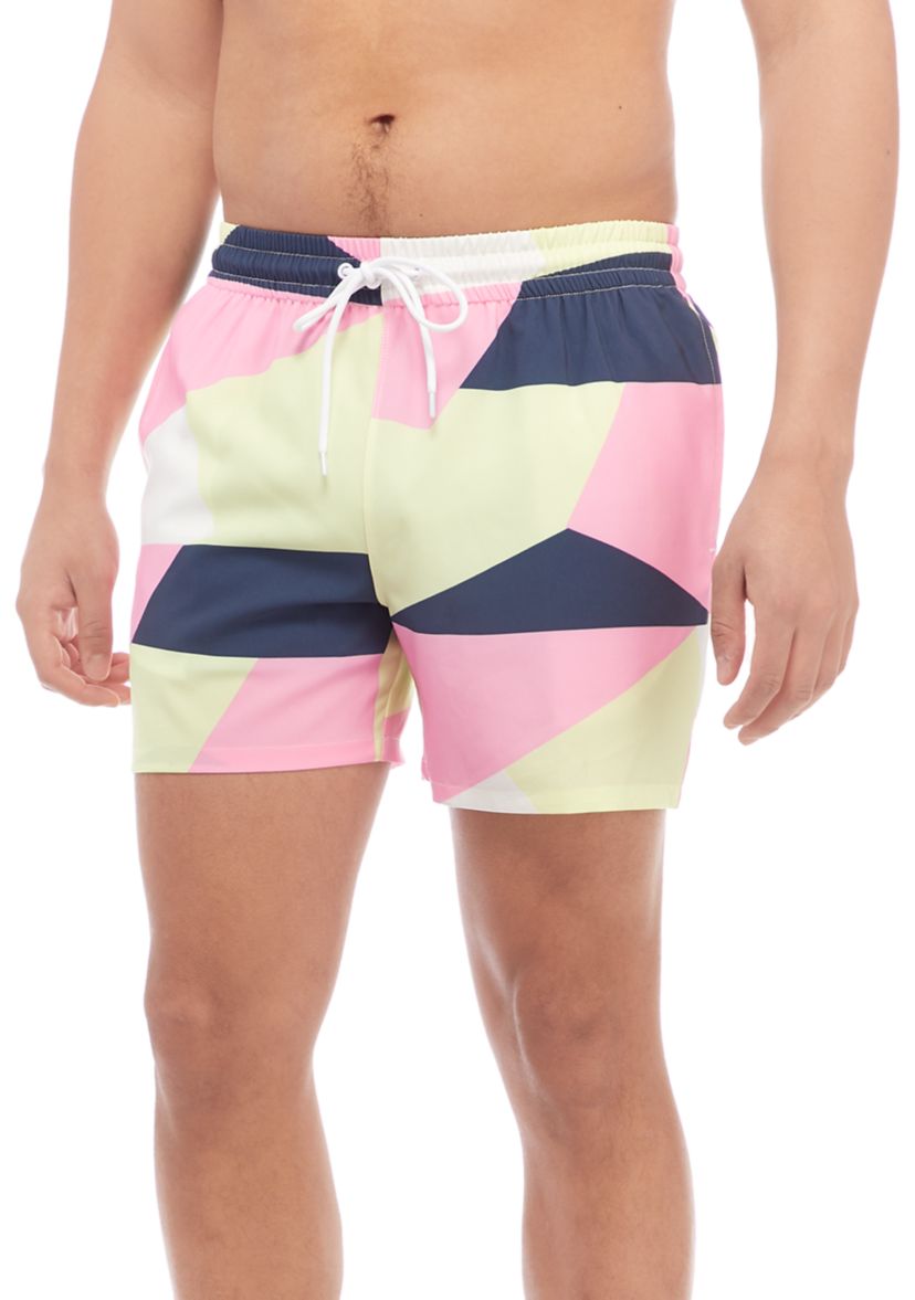 Color Block Woven Swim Trunks 